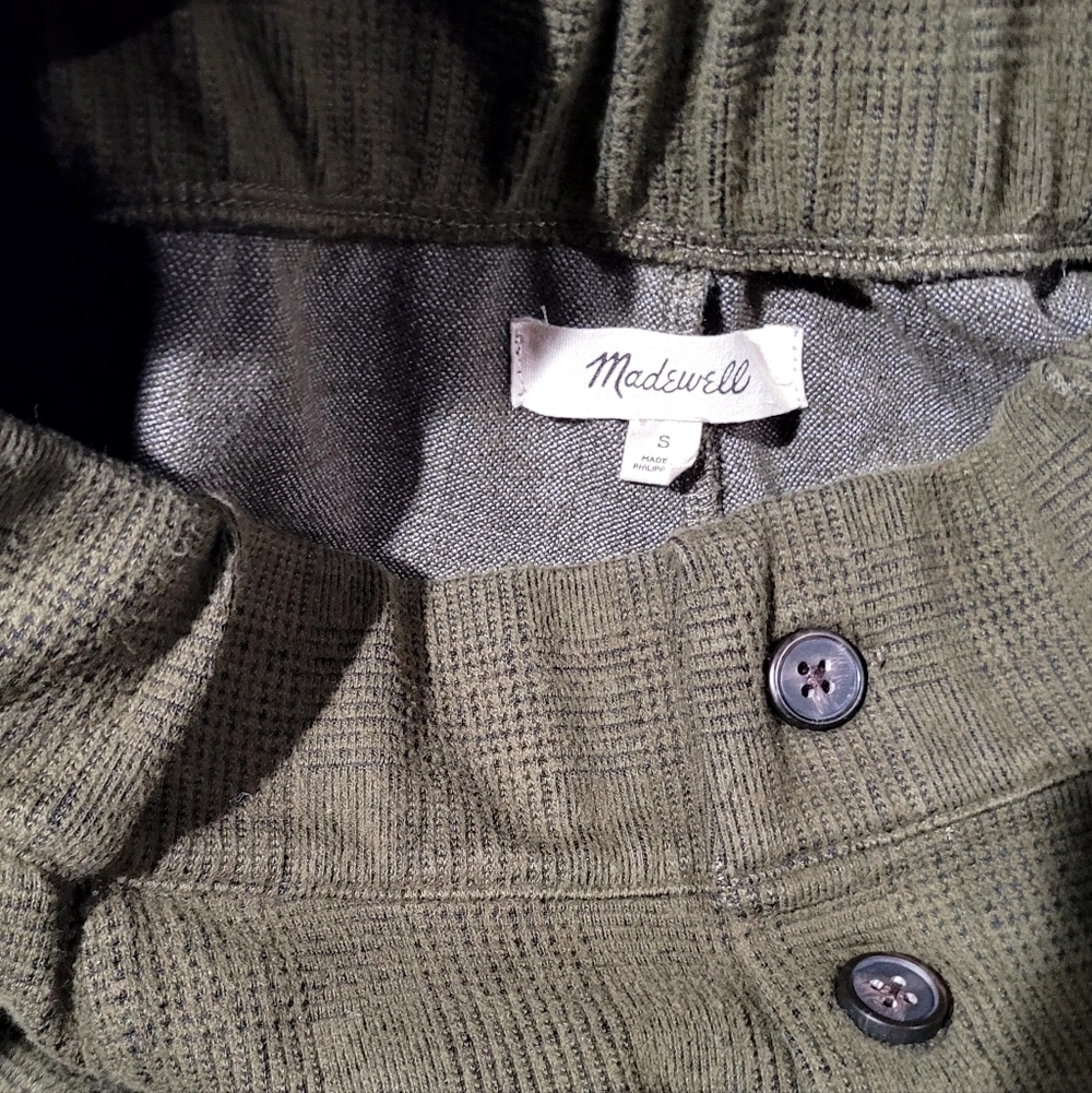 Madewell Knit Huston Button Pants In Glen Plaid Size Small Color Kale - Picture 5 of 11